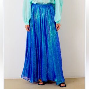 NEW! Forte Forte Long Skirt Iridescent Silk Chiffon Curacao - Size 8